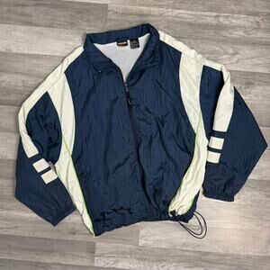 Vintage 90s navy and white colorblock windbreaker